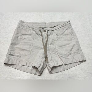 The North Face Women’s Tan Khaki Shorts 8  Linen Cotton Blend Outdoor Hiking